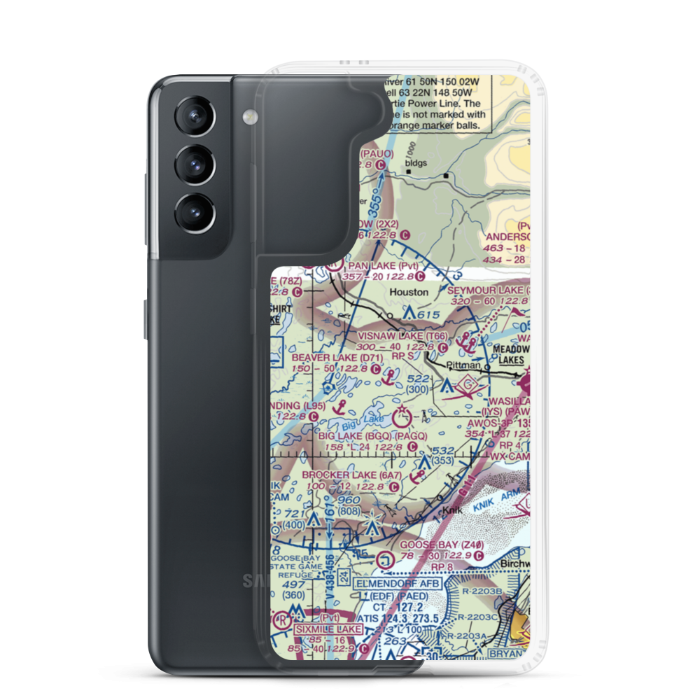 Cubdivision Airport (9AK7) VFR Sectional Samsung Case Samsung Galaxy S21 model shown