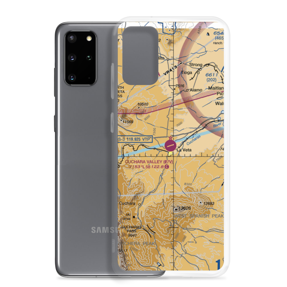 Cuchara Valley At La Veta Airport (07V) VFR Sectional Samsung Case Samsung Galaxy S20 Plus model shown