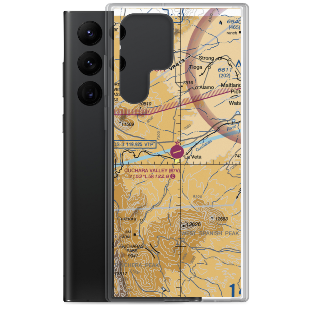 Cuchara Valley At La Veta Airport (07V) VFR Sectional Samsung Case Samsung Galaxy S22 Ultra model shown