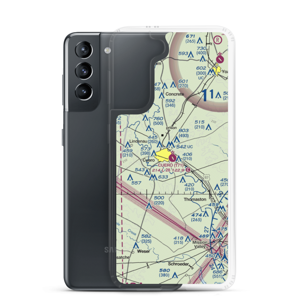 Cuero Municipal Airport (T71) VFR Sectional Samsung Case Samsung Galaxy S21 model shown