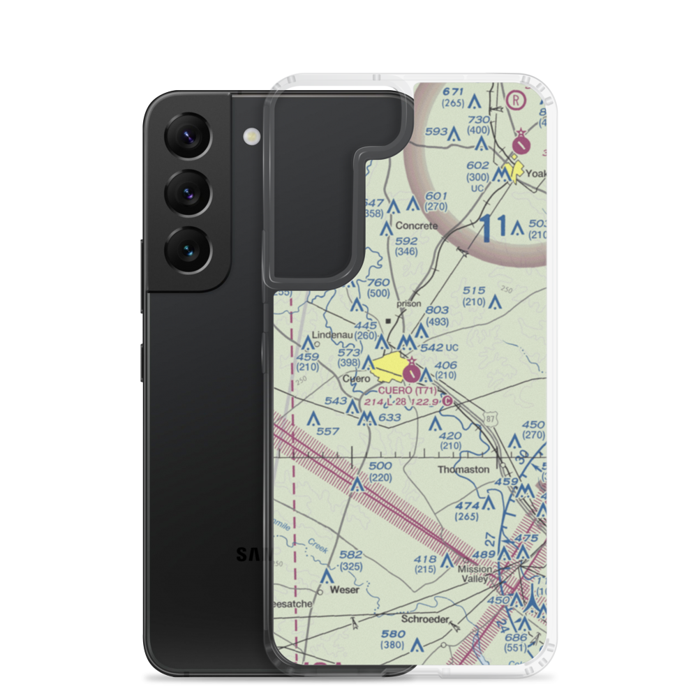 Cuero Municipal Airport (T71) VFR Sectional Samsung Case Samsung Galaxy S22 model shown