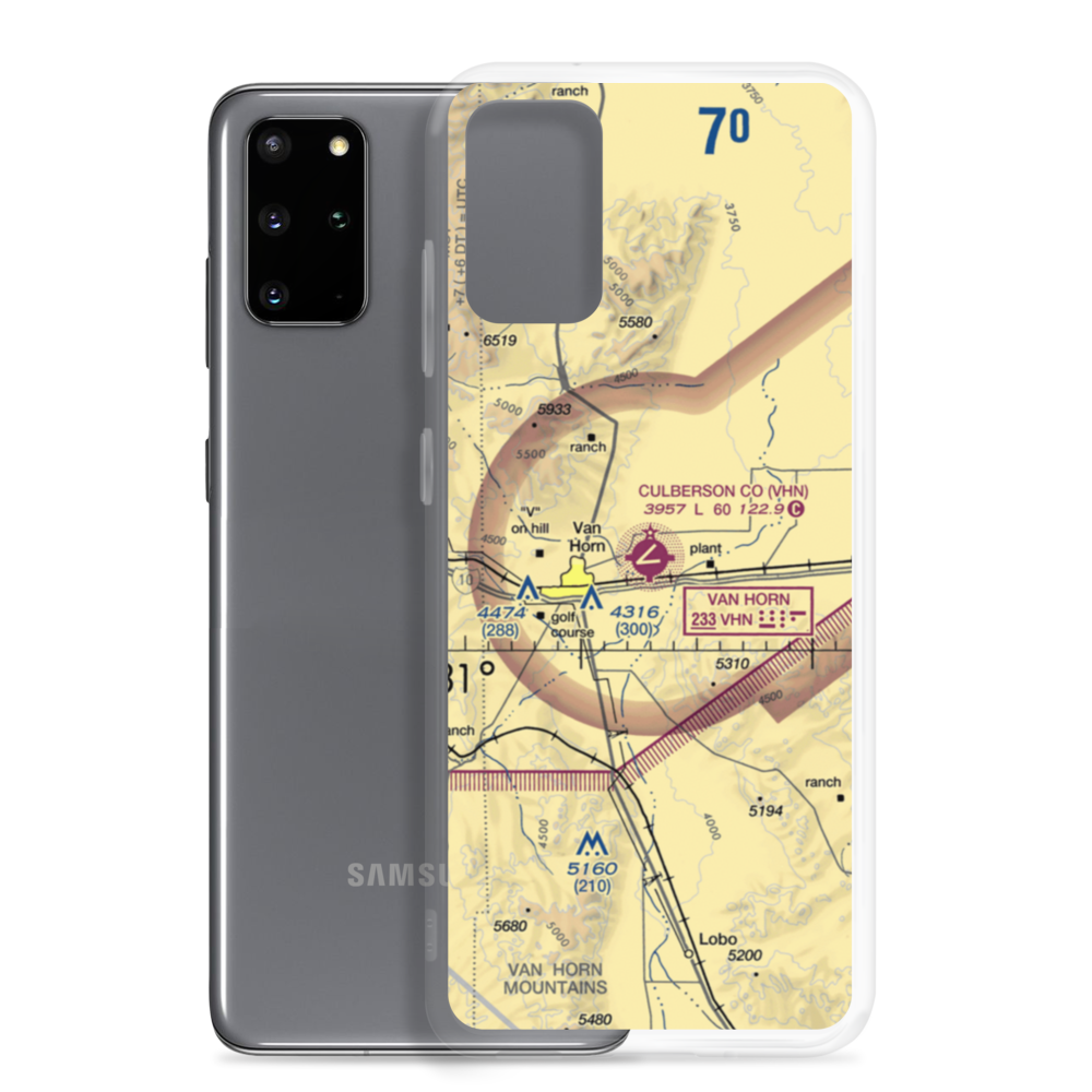 Culberson County Airport (VHN) VFR Sectional Samsung Case Samsung Galaxy S20 Plus model shown