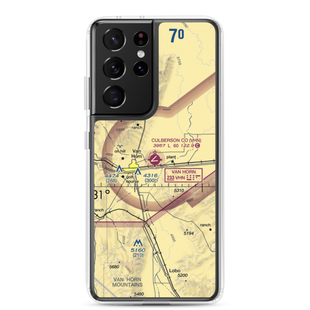 Culberson County Airport (VHN) VFR Sectional Samsung Case Samsung Galaxy S21 Ultra model shown