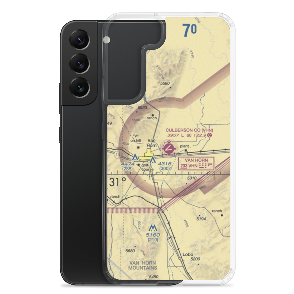 Culberson County Airport (VHN) VFR Sectional Samsung Case Samsung Galaxy S22 Plus model shown
