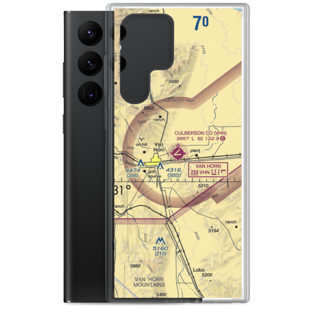 Culberson County Airport (VHN) VFR Sectional Samsung Case Samsung Galaxy S22 Ultra model shown