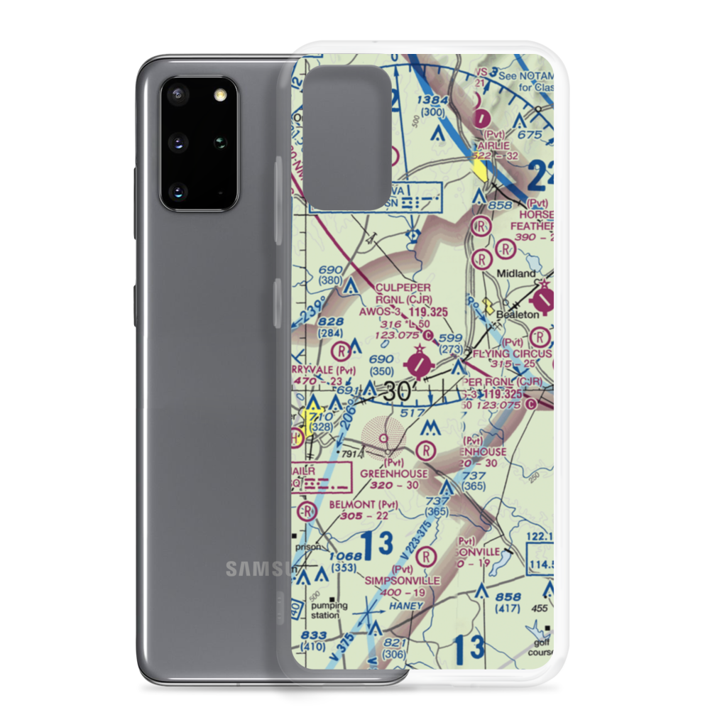 Culpeper Regional Airport (CJR) VFR Sectional Samsung Case Samsung Galaxy S20 Plus model shown