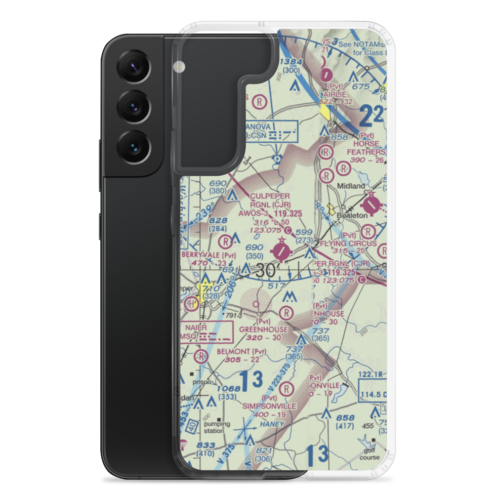 Culpeper Regional Airport (CJR) VFR Sectional Samsung Case Samsung Galaxy S22 Plus model shown