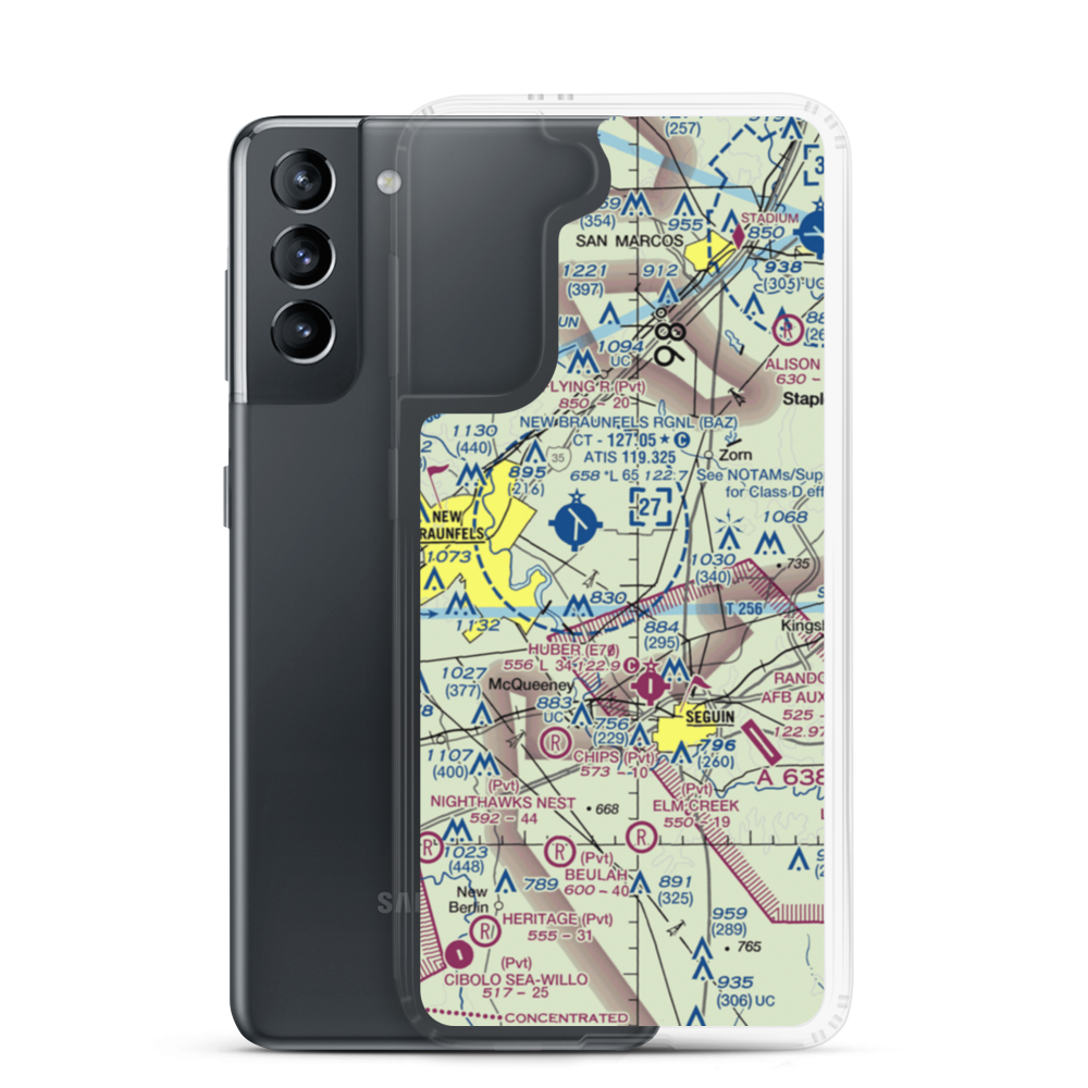 Cunningham Airpark (TX09) VFR Sectional Samsung Case Samsung Galaxy S21 model shown