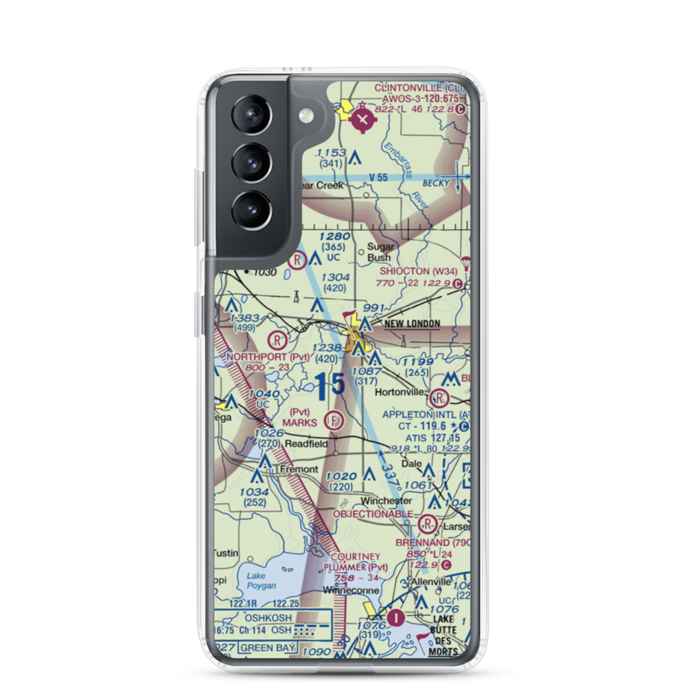 Curns Airport (2WN3) VFR Sectional Samsung Case Samsung Galaxy S21 model shown