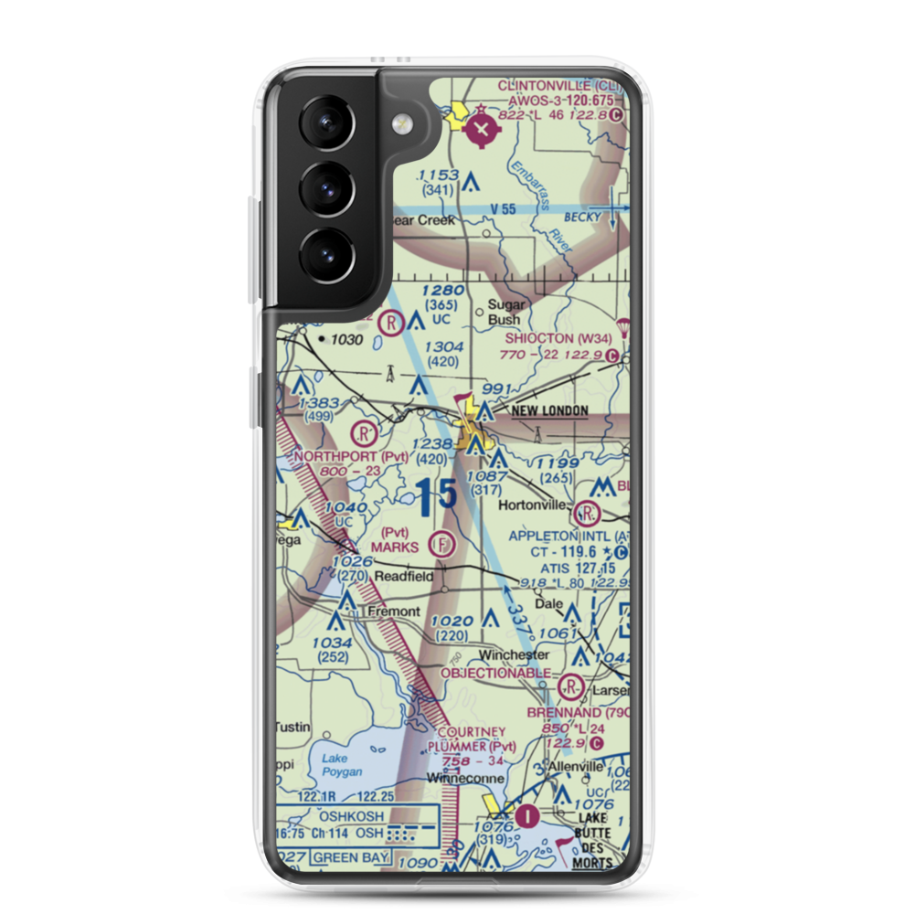 Curns Airport (2WN3) VFR Sectional Samsung Case Samsung Galaxy S21 Plus model shown