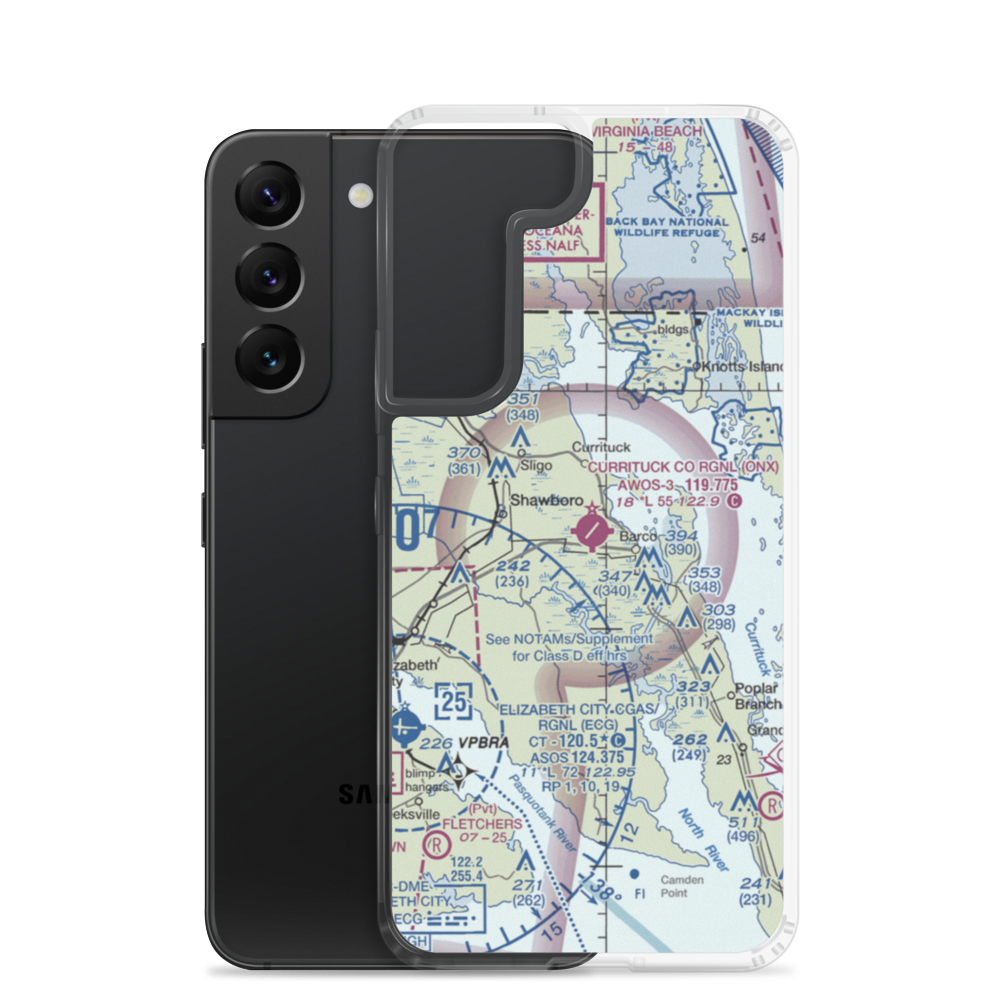 Currituck County Regional Airport (ONX) VFR Sectional Samsung Case Samsung Galaxy S22 model shown
