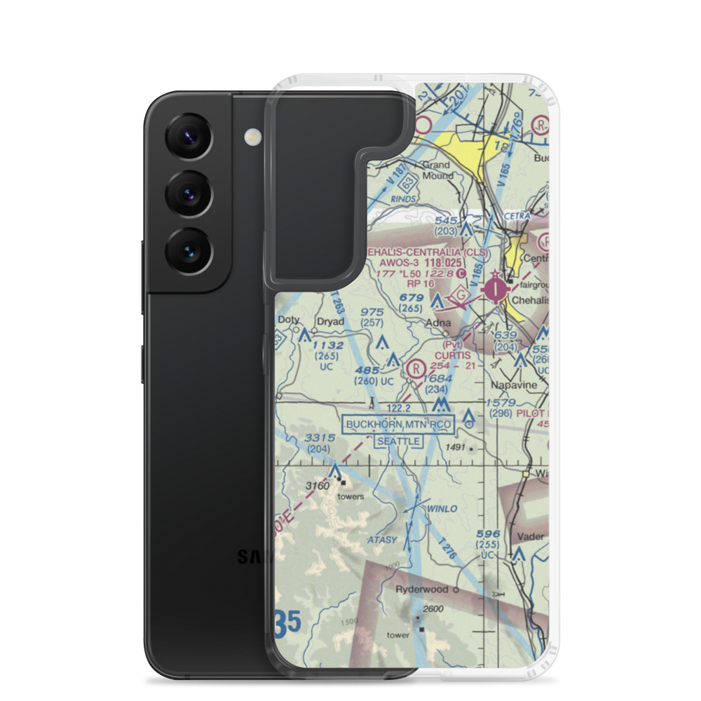 Curtis Airport (0WA2) VFR Sectional Samsung Case Samsung Galaxy S22 model shown