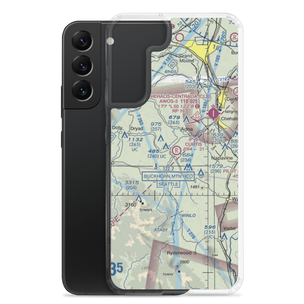 Curtis Airport (0WA2) VFR Sectional Samsung Case Samsung Galaxy S22 Plus model shown