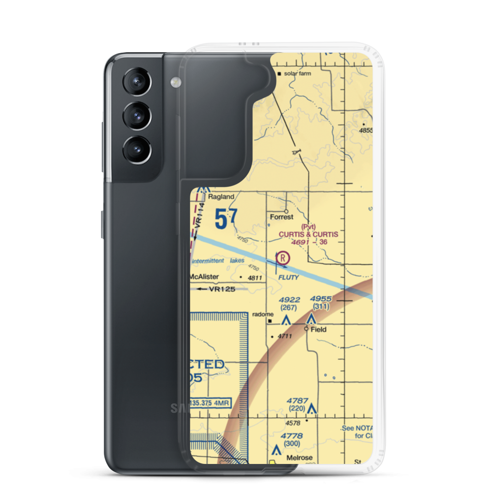 Curtis and Curtis Airport (65NM) VFR Sectional Samsung Case Samsung Galaxy S21 model shown