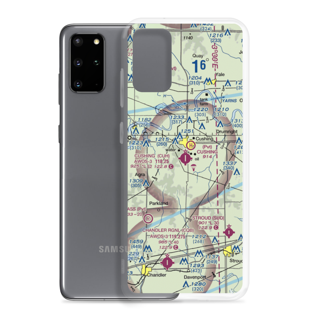Cushing Municipal Airport (CUH) VFR Sectional Samsung Case Samsung Galaxy S20 Plus model shown
