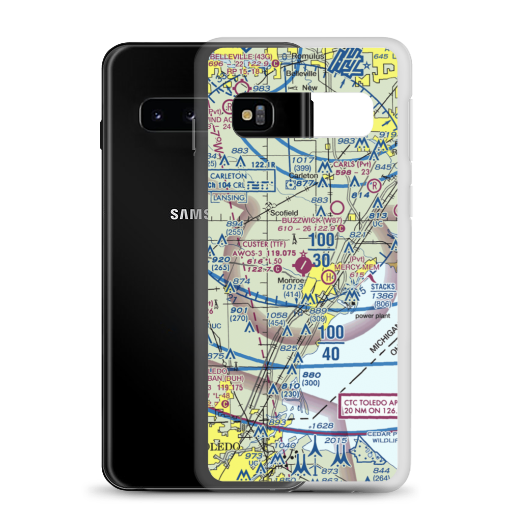Custer Airport (TTF) VFR Sectional Samsung Case Samsung Galaxy S10 model shown