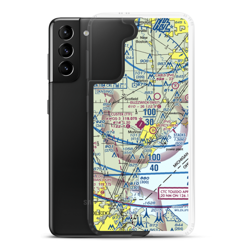 Custer Airport (TTF) VFR Sectional Samsung Case Samsung Galaxy S21 Plus model shown
