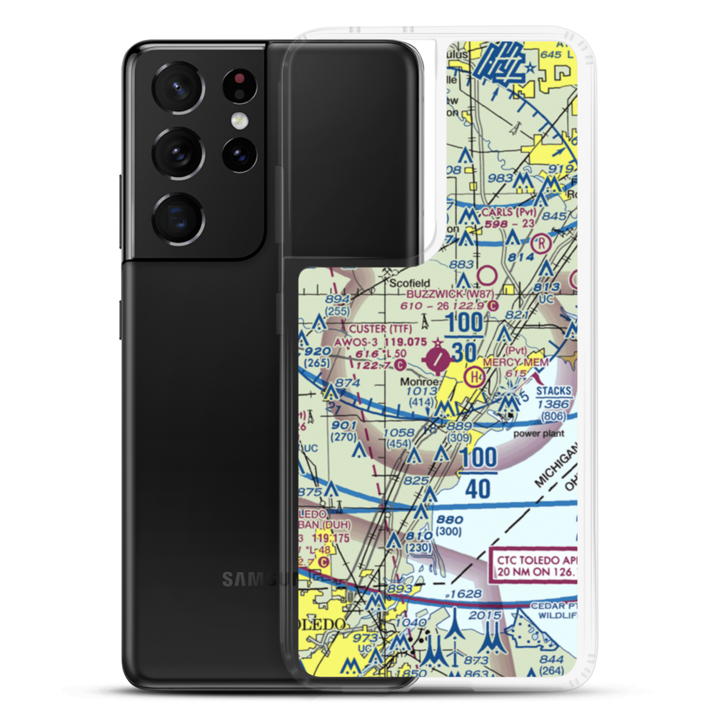 Custer Airport (TTF) VFR Sectional Samsung Case Samsung Galaxy S21 Ultra model shown