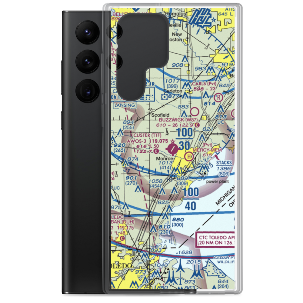 Custer Airport (TTF) VFR Sectional Samsung Case Samsung Galaxy S22 Ultra model shown