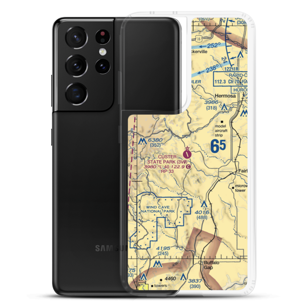 Custer State Park Airport (3V0) VFR Sectional Samsung Case Samsung Galaxy S21 Ultra model shown