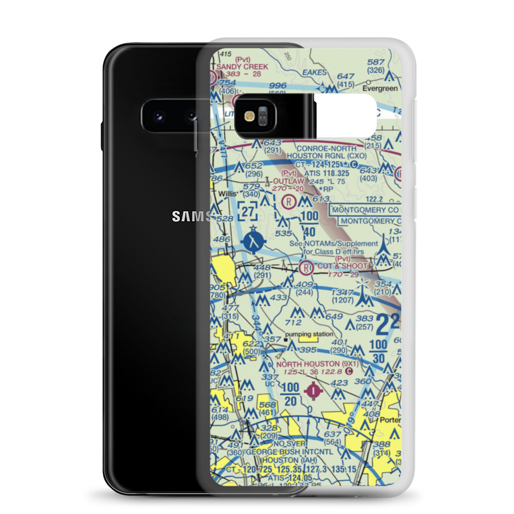 Cut and Shoot Airport (19TE) VFR Sectional Samsung Case Samsung Galaxy S10 model shown