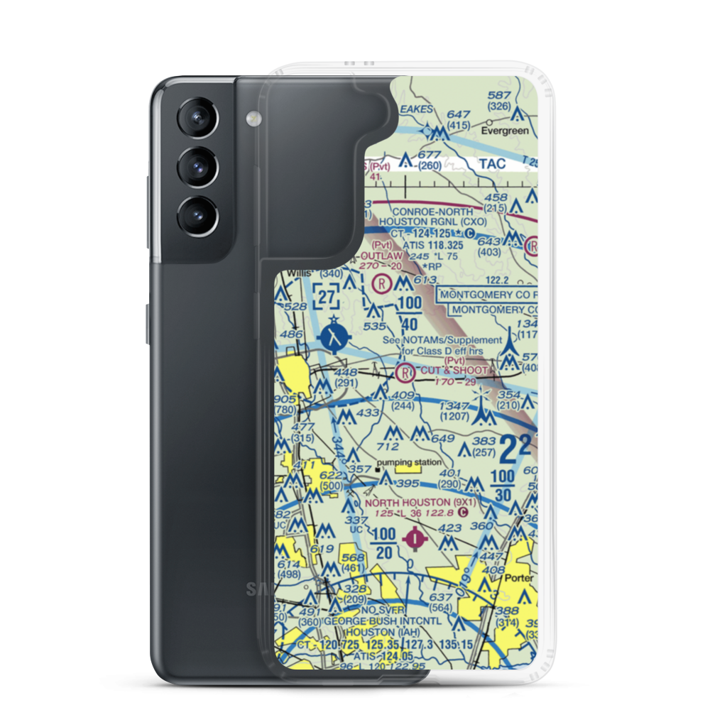 Cut and Shoot Airport (19TE) VFR Sectional Samsung Case Samsung Galaxy S21 model shown