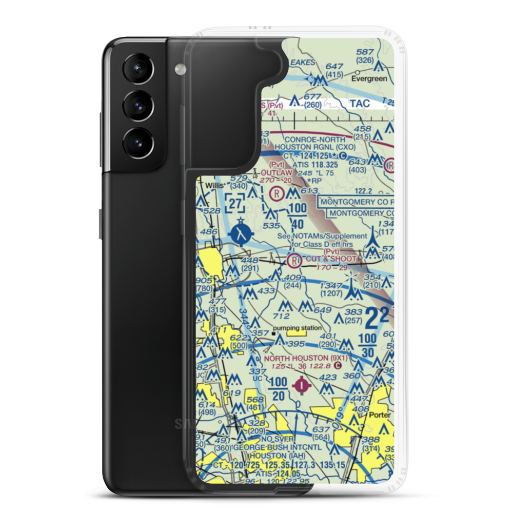 Cut and Shoot Airport (19TE) VFR Sectional Samsung Case Samsung Galaxy S21 Plus model shown