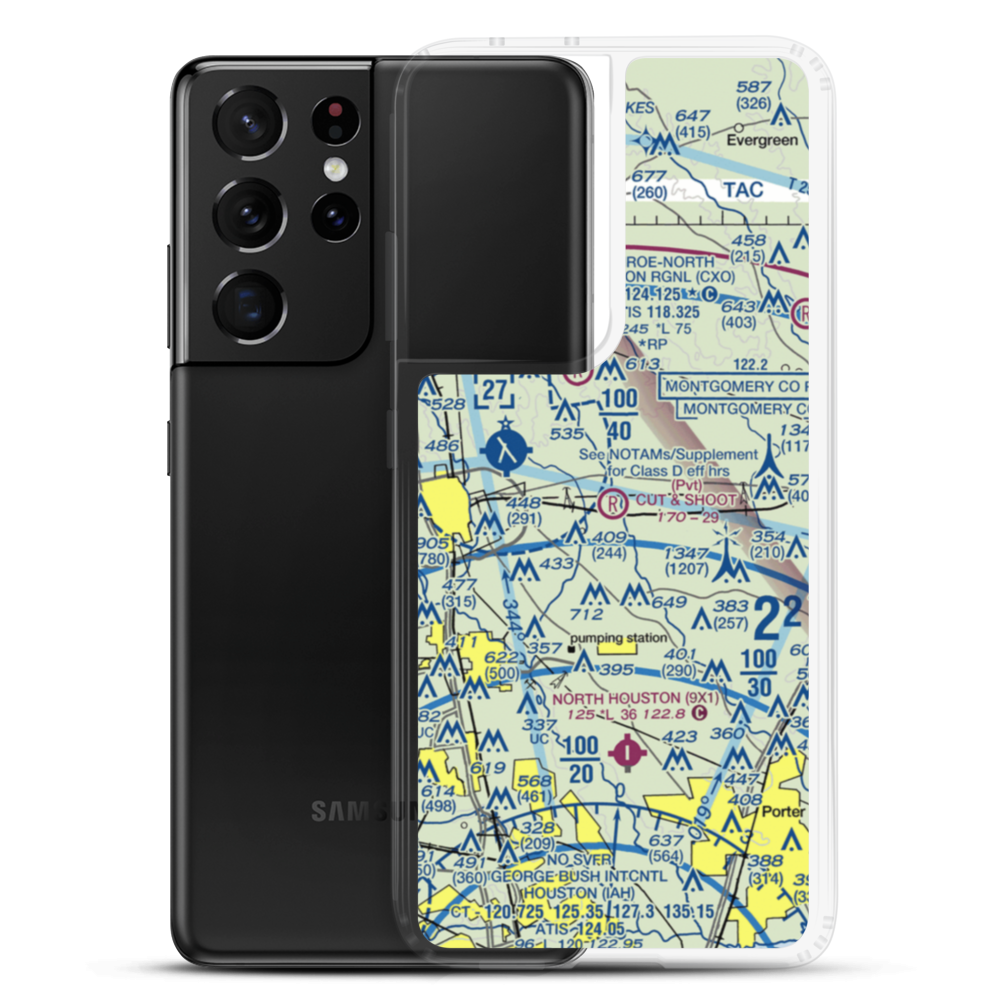 Cut and Shoot Airport (19TE) VFR Sectional Samsung Case Samsung Galaxy S21 Ultra model shown