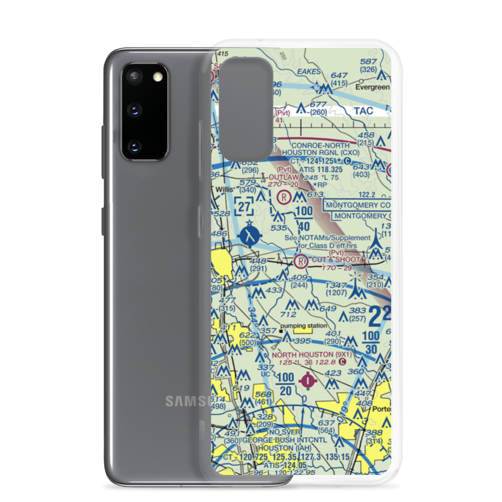 Cut and Shoot Airport (19TE) VFR Sectional Samsung Case Samsung Galaxy S20 model shown