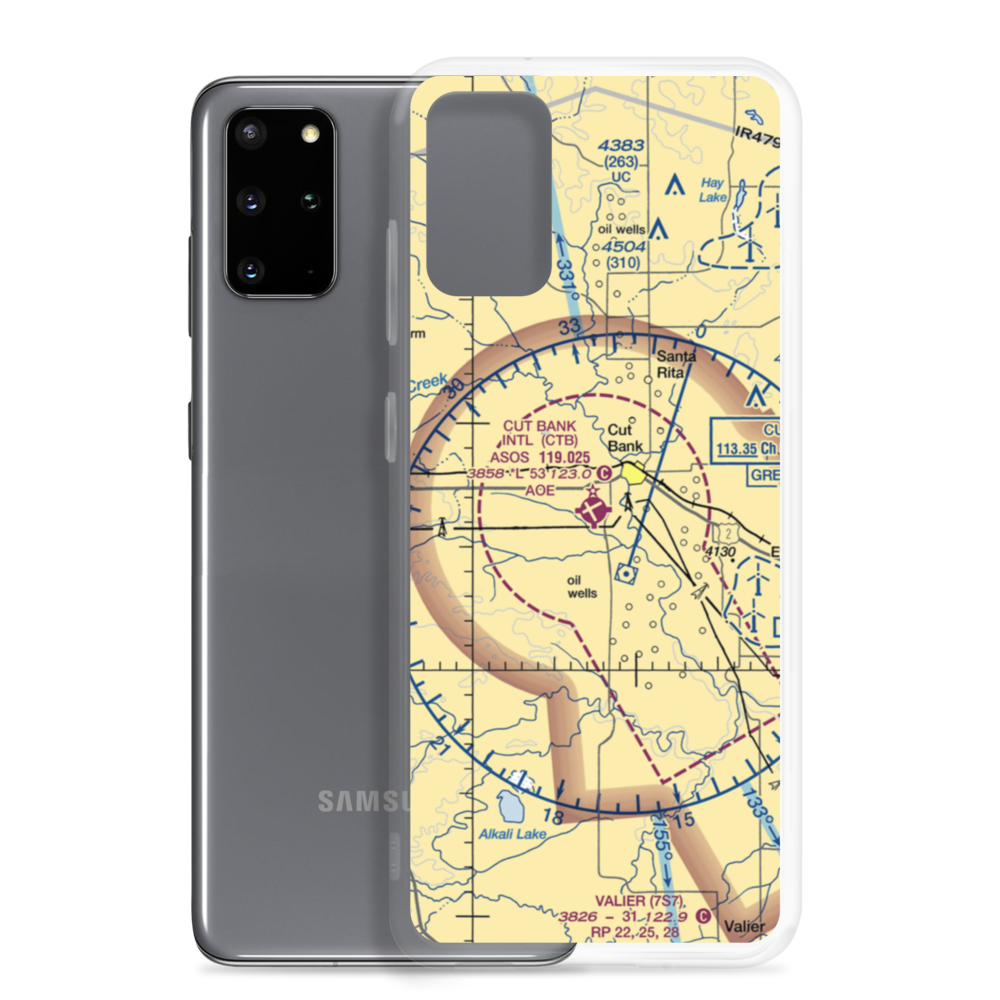 Cut Bank International Airport (CTB) VFR Sectional Samsung Case Samsung Galaxy S20 Plus model shown