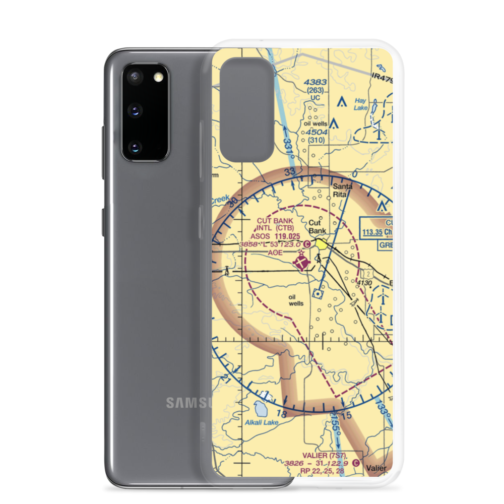 Cut Bank International Airport (CTB) VFR Sectional Samsung Case Samsung Galaxy S20 model shown