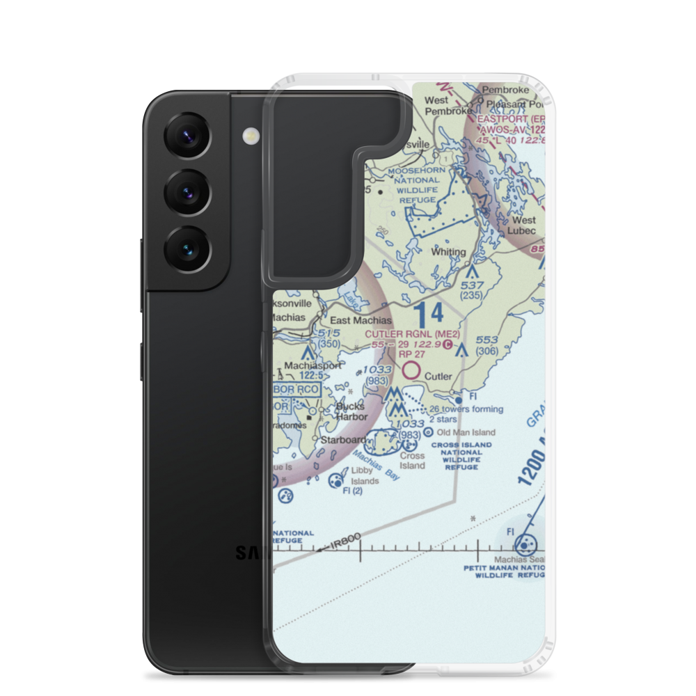 Cutler Regional Airport (ME2) VFR Sectional Samsung Case Samsung Galaxy S22 model shown