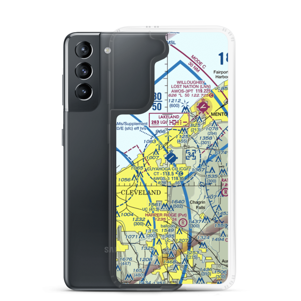 Cuyahoga County Airport (CGF) VFR Sectional Samsung Case Samsung Galaxy S21 model shown