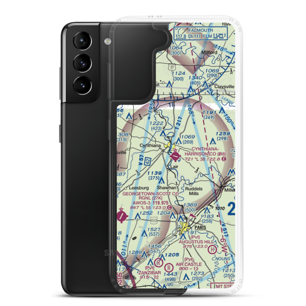 Cynthiana-Harrison County Airport (0I8) VFR Sectional Samsung Case Samsung Galaxy S21 Plus model shown