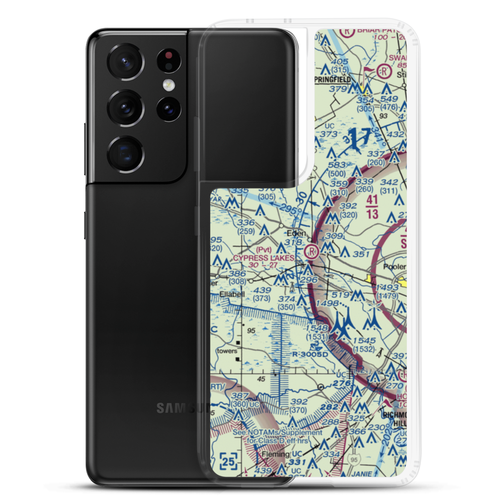 Cypress Lakes Airport (GA35) VFR Sectional Samsung Case Samsung Galaxy S21 Ultra model shown