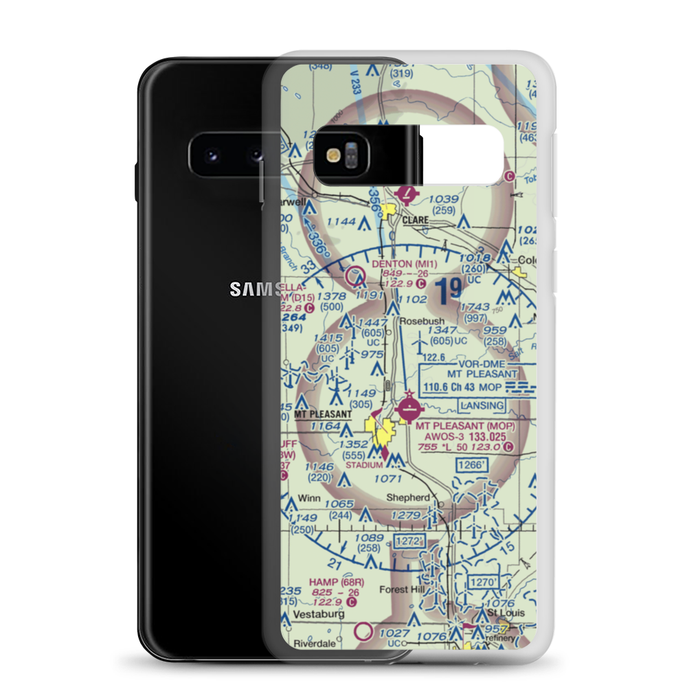 D J Airport (MI44) VFR Sectional Samsung Case Samsung Galaxy S10 model shown
