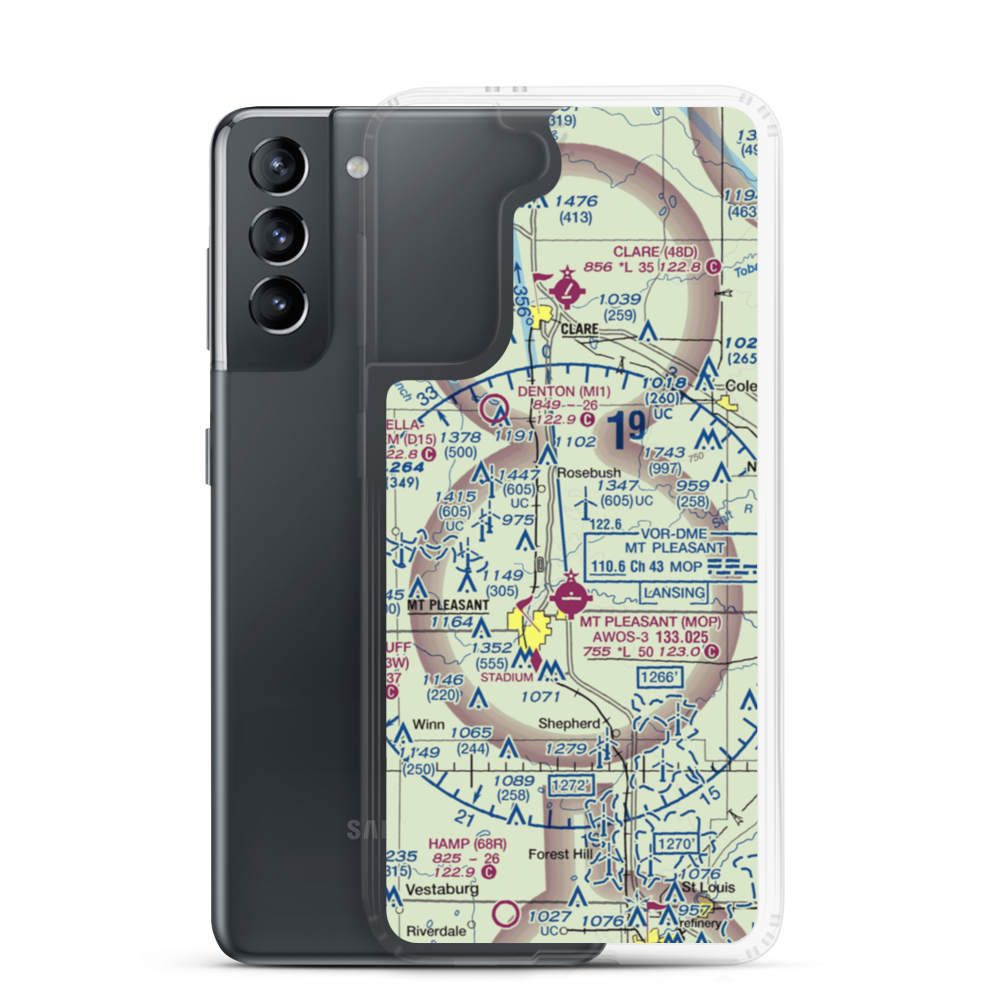 D J Airport (MI44) VFR Sectional Samsung Case Samsung Galaxy S21 model shown