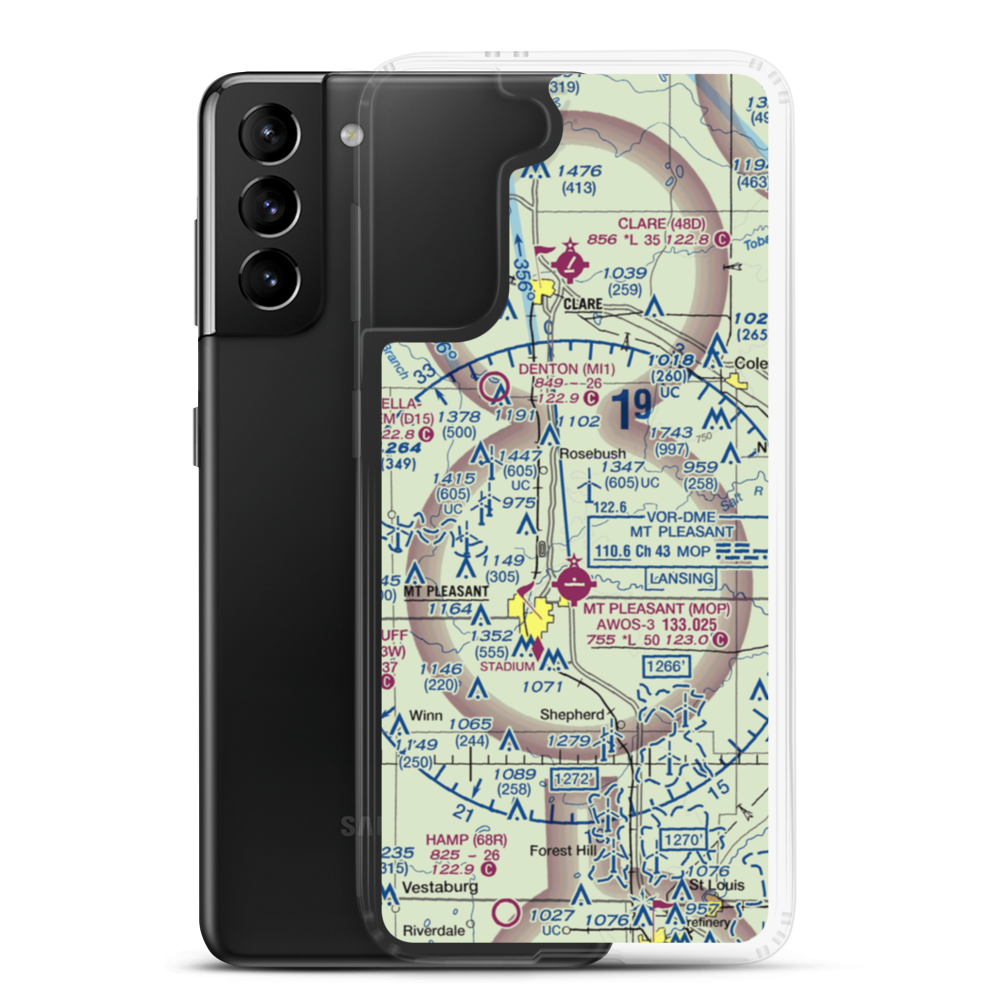 D J Airport (MI44) VFR Sectional Samsung Case Samsung Galaxy S21 Plus model shown