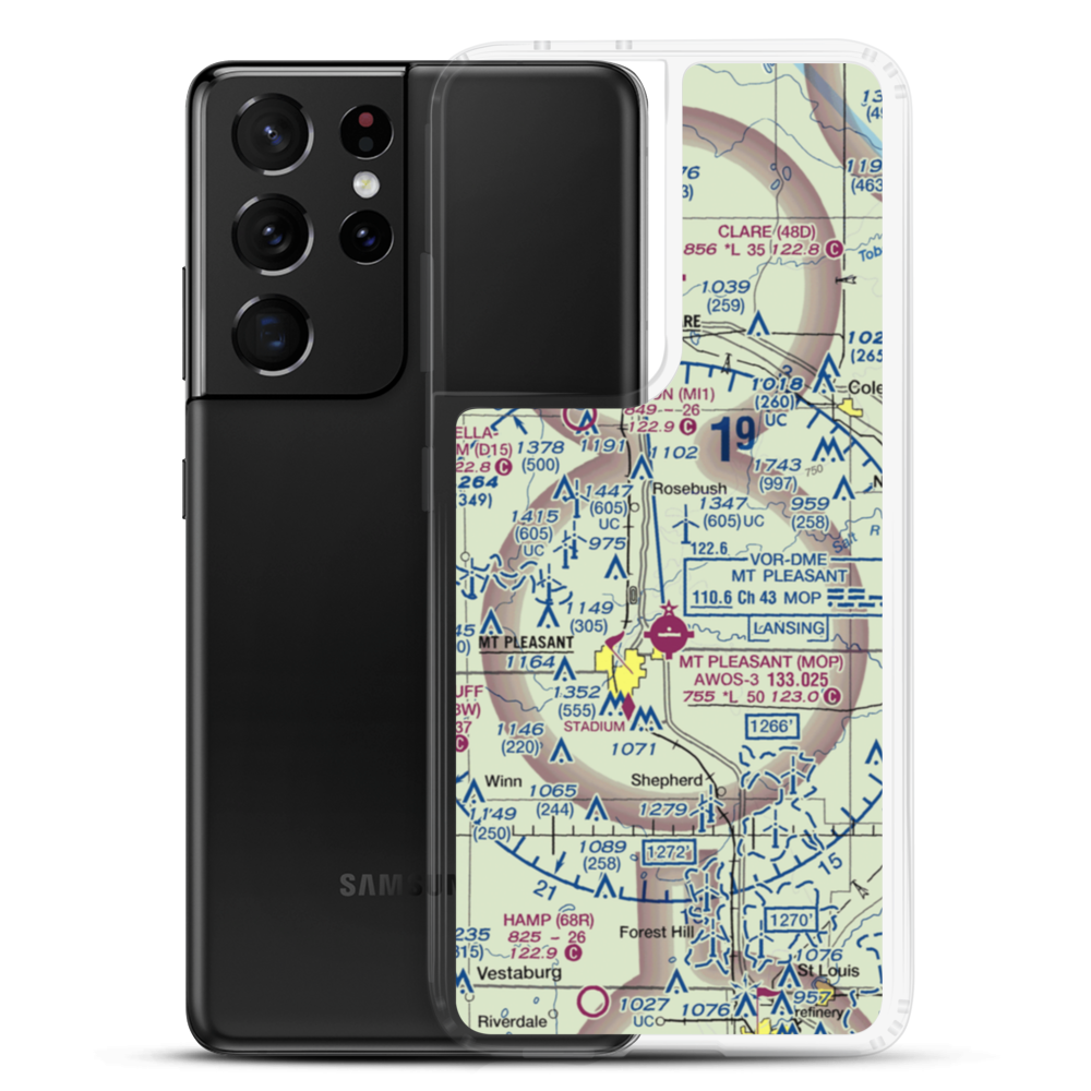 D J Airport (MI44) VFR Sectional Samsung Case Samsung Galaxy S21 Ultra model shown