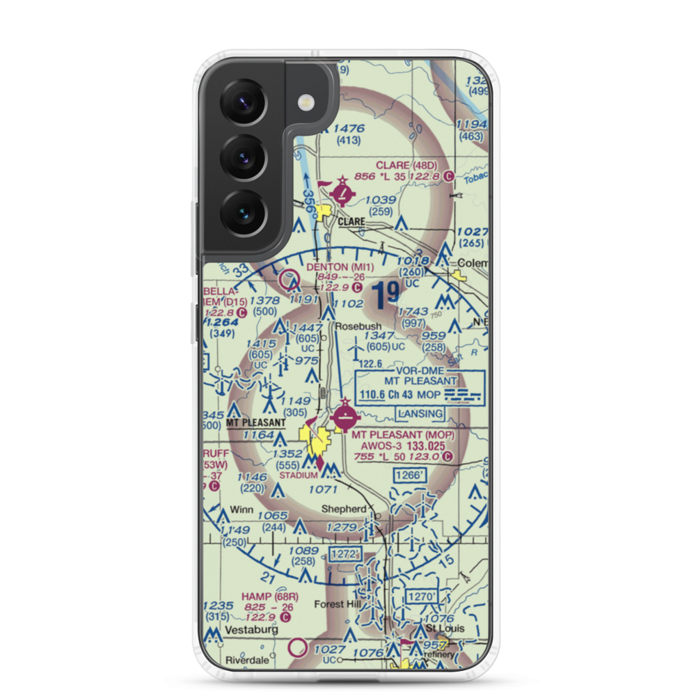D J Airport (MI44) VFR Sectional Samsung Case Samsung Galaxy S22 Plus model shown