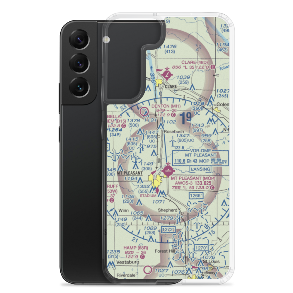 D J Airport (MI44) VFR Sectional Samsung Case Samsung Galaxy S22 Plus model shown
