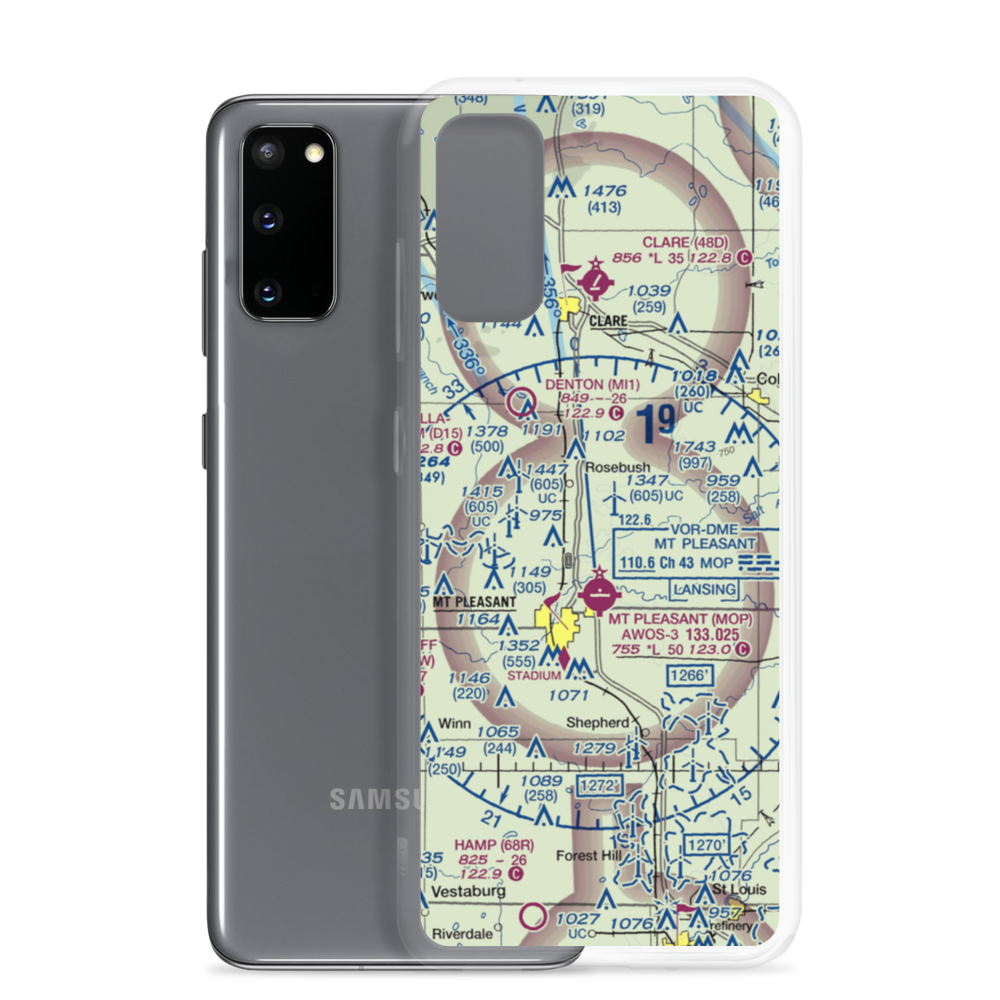 D J Airport (MI44) VFR Sectional Samsung Case Samsung Galaxy S20 model shown