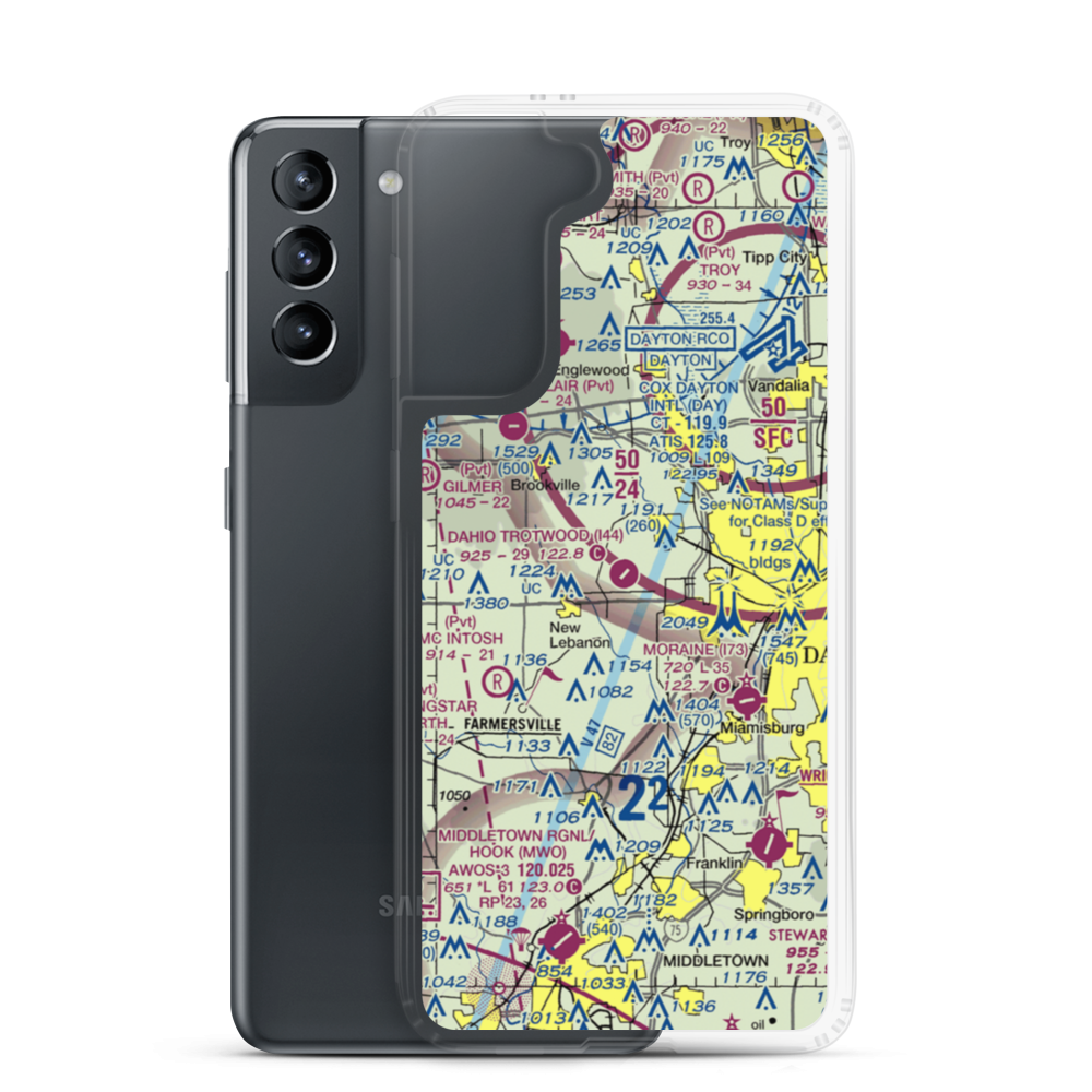 Dahio Trotwood Airport (I44) VFR Sectional Samsung Case Samsung Galaxy S21 model shown