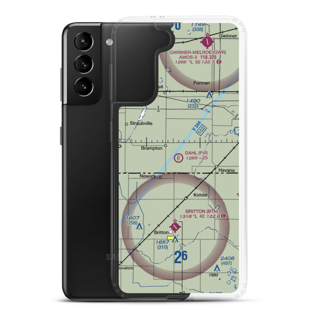 Dahl Private Airport (ND90) VFR Sectional Samsung Case Samsung Galaxy S21 Plus model shown