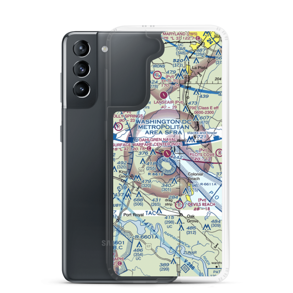 Dahlgren Naval Surface Warfare Center Airport (NDY) VFR Sectional Samsung Case Samsung Galaxy S21 model shown