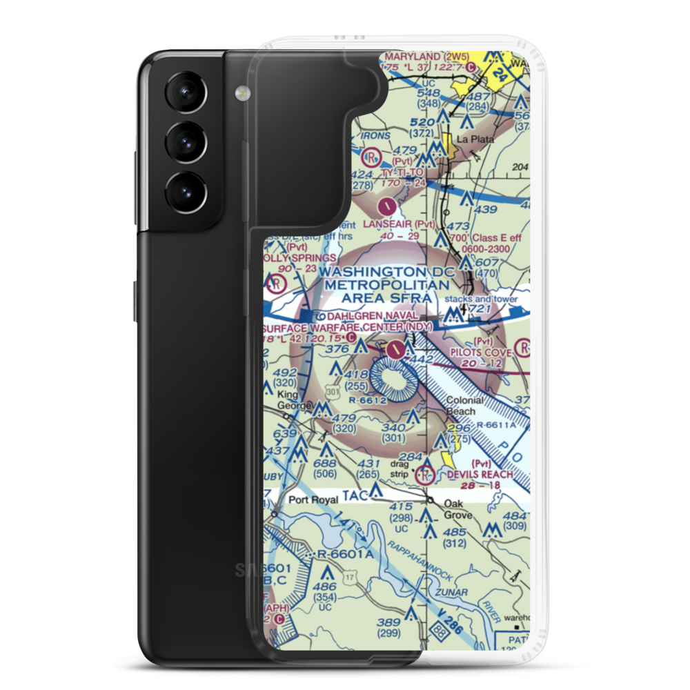 Dahlgren Naval Surface Warfare Center Airport (NDY) VFR Sectional Samsung Case Samsung Galaxy S21 Plus model shown