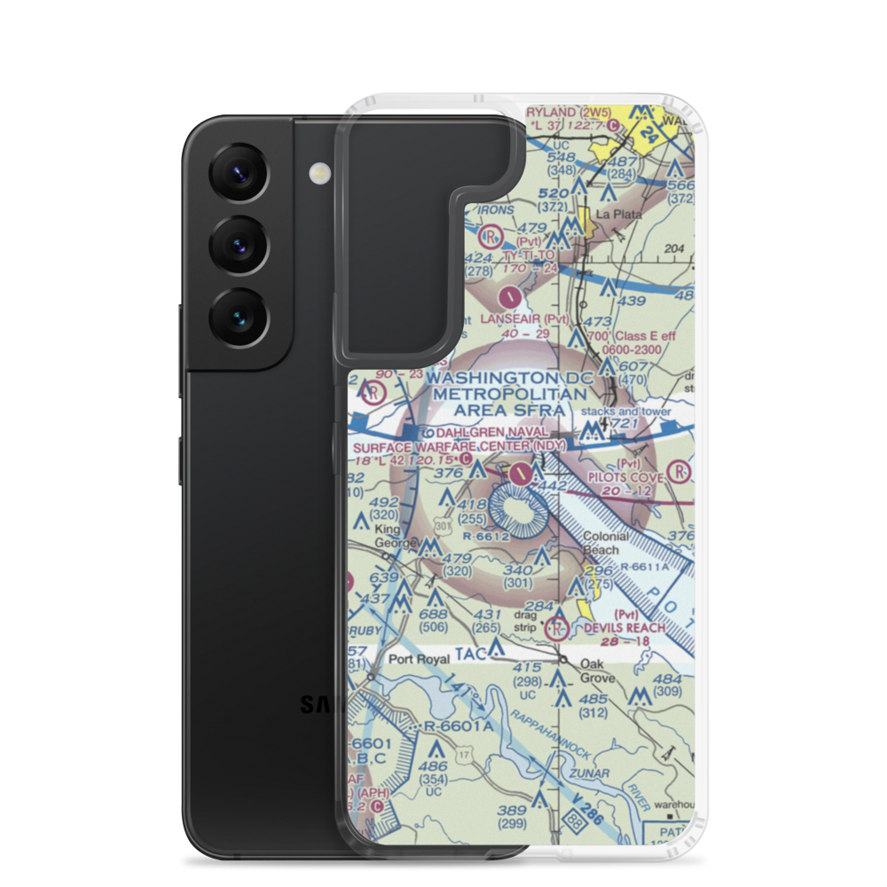 Dahlgren Naval Surface Warfare Center Airport (NDY) VFR Sectional Samsung Case Samsung Galaxy S22 model shown