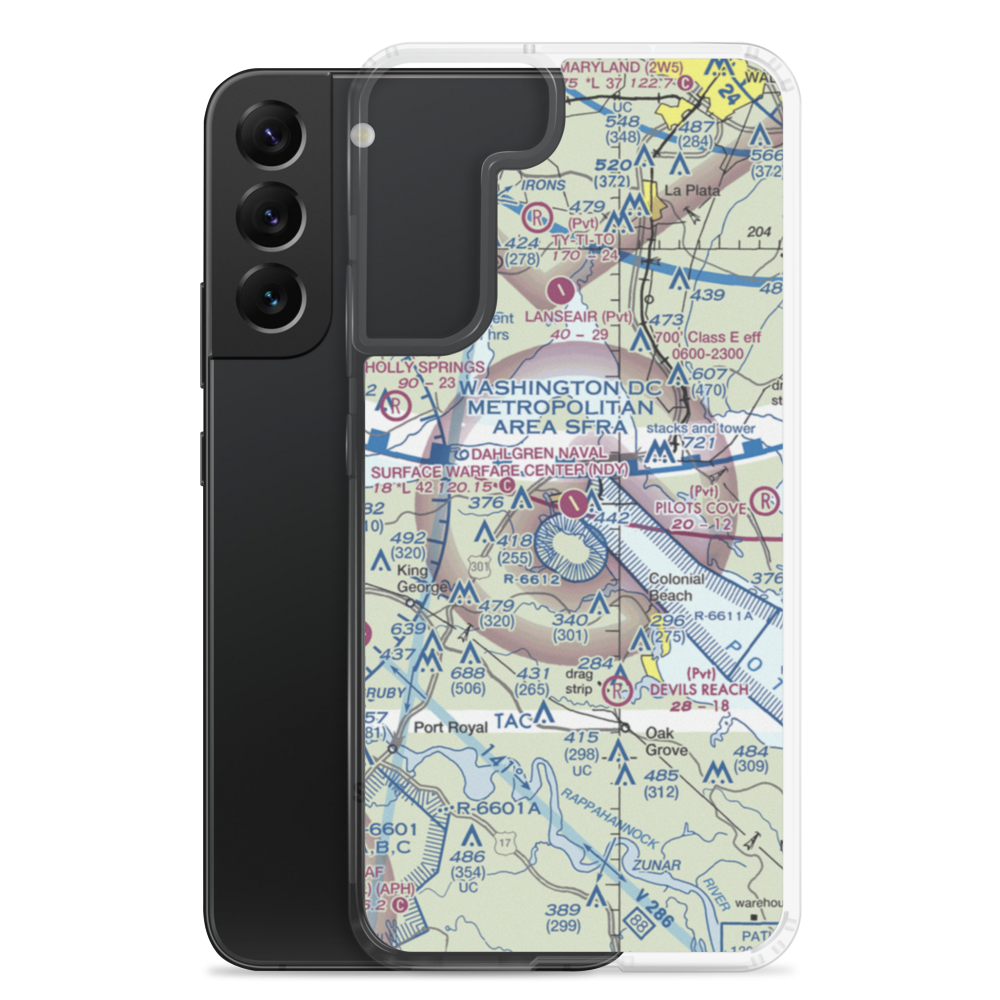 Dahlgren Naval Surface Warfare Center Airport (NDY) VFR Sectional Samsung Case Samsung Galaxy S22 Plus model shown