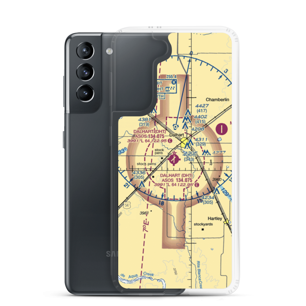 Dalhart Municipal Airport (DHT) VFR Sectional Samsung Case Samsung Galaxy S21 model shown