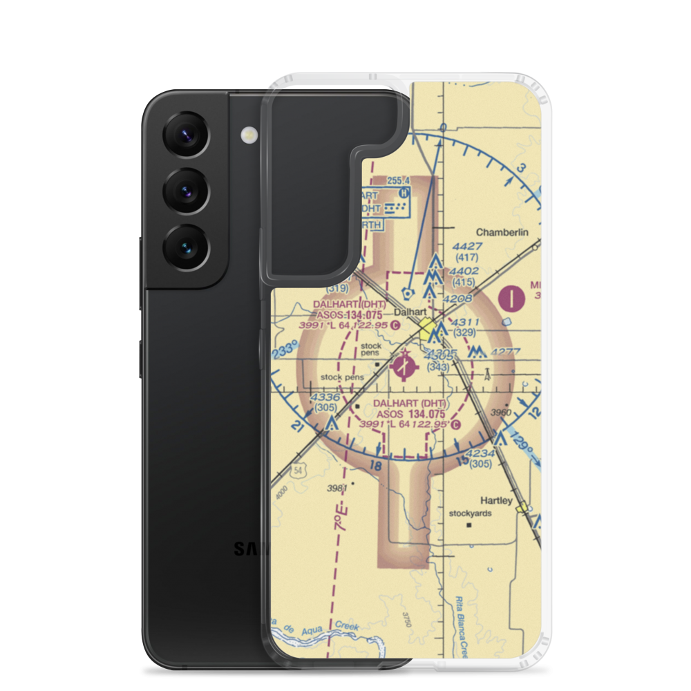 Dalhart Municipal Airport (DHT) VFR Sectional Samsung Case Samsung Galaxy S22 model shown